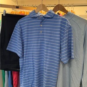 Peter Millar Blue and White Striped Polo Shirt